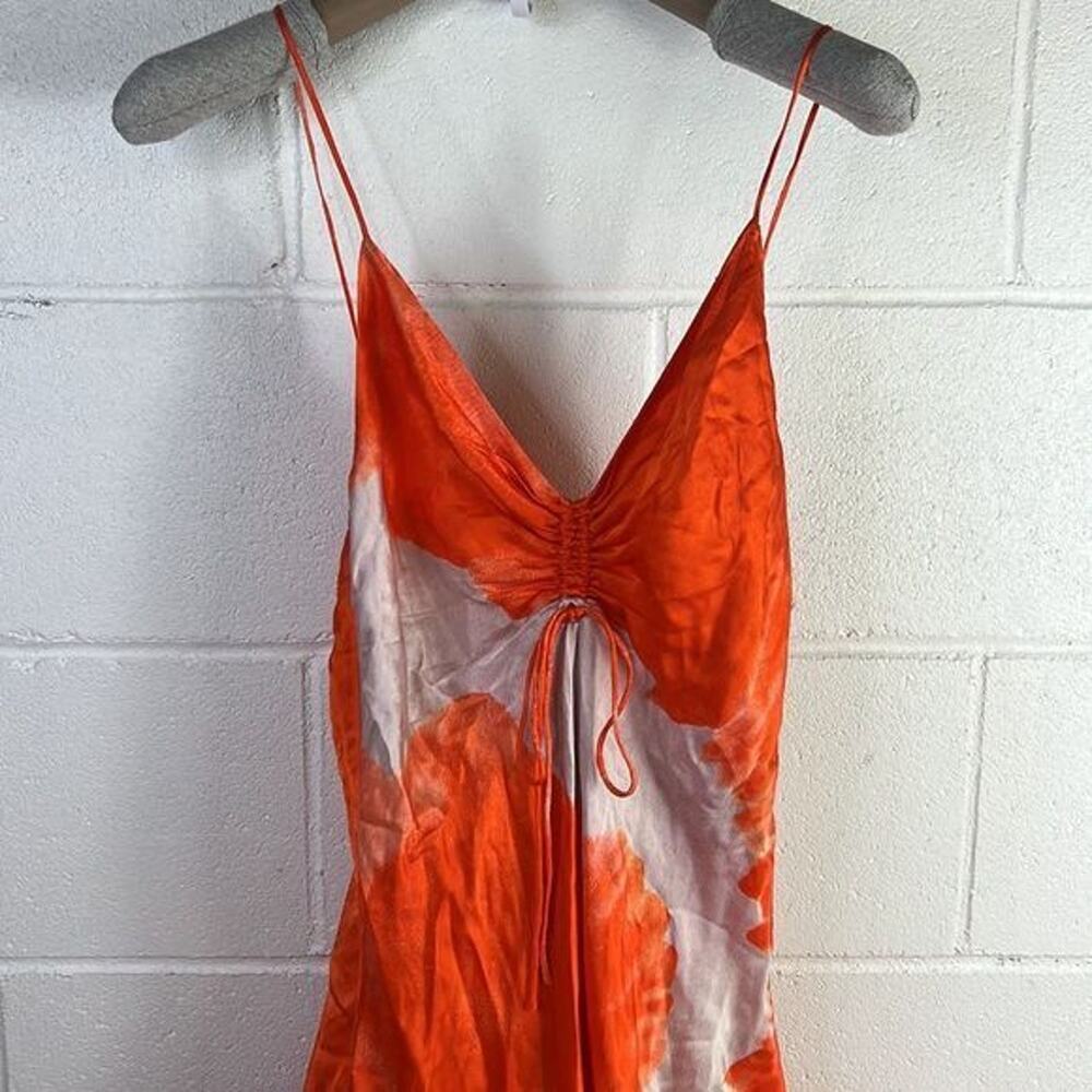RTR AllSaintsAlexia Marinana Dress Orange White Tie-dye Sz 2 midi satin slip - Picture 5 of 8